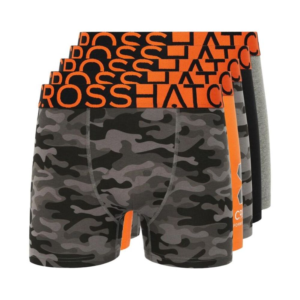 Crosshatch Mens Endocamo Regular Boxer Shorts (Pack of 5) / Orange